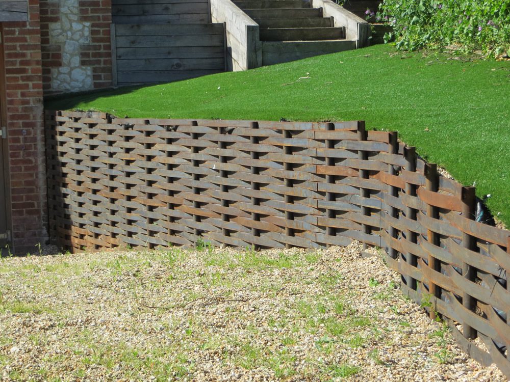 terracing with woven steel panels